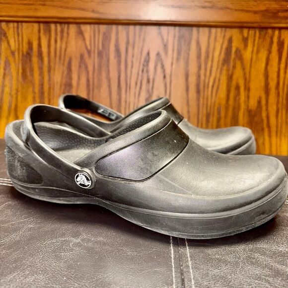 CROCS Women's Black Rubber Clogs - Size 8 - Great Condition - Picture 3 of 8